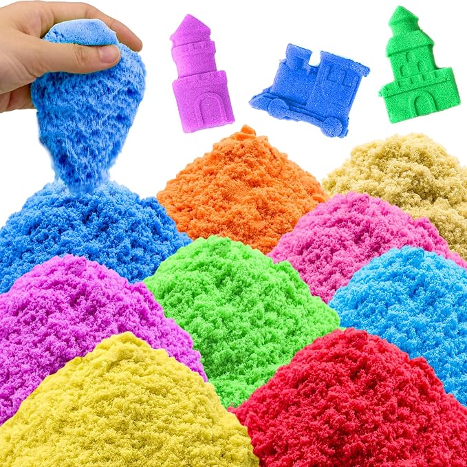 Play Sand for Kids, 6.8lbs of 10 Colored Magic Sands, Colorful Sensory Sand Kit by Whkvnng