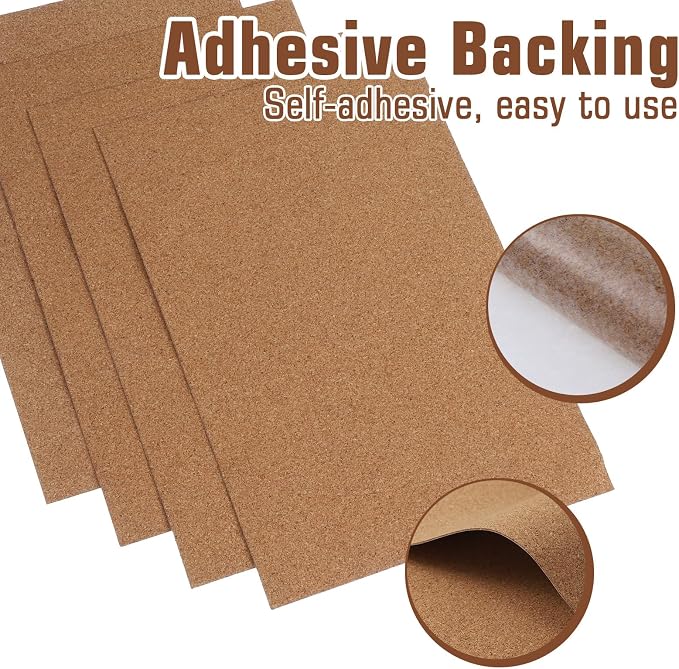 5 Pack Adhesive Cork Sheet, 1mm Thin Adhesive Cork Board Rectangle Cork Sticker - Image 3