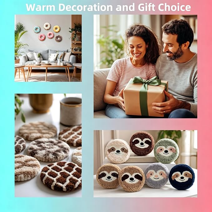 6PCS Punch Needle Coaster Kit Merry Christmas Theme Easy - Image 7