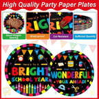 100PCS Back To School Decorations School Season Supplies Paper Plates Napkins - Image 3