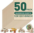 50 Pack Basswood Sheets 1/8x12x12 Inch 3mm Basswood by FUMILE