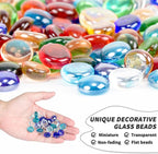 1 LB Mix Blue Flat Glass Beads, 160-180PCS Small Glass Marbles, Mini Flat Round - Image 3