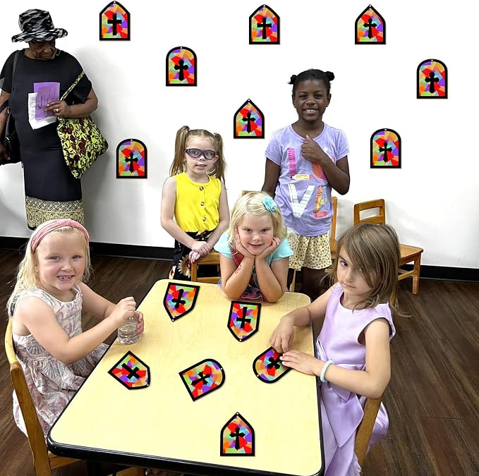 40PCS Sunday School VBS Crafts Bulk: Paper Cross Nativity Suncatchers, Jesus - Image 3