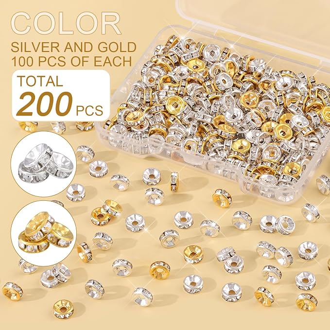 200 pcs 6mm Spacer Beads for Jewelry Making | Rondelle Bead Spacers Bulk - Image 2