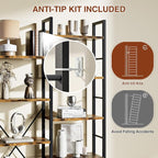 Shintenchi Triple Column 4 Tier Bookshelf, Industrial Large Bookcase Display - Image 6