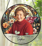 Personalized Photo Memorial Suncatcher, Custom Photo Stained Glass Window by UNIGIFTIME