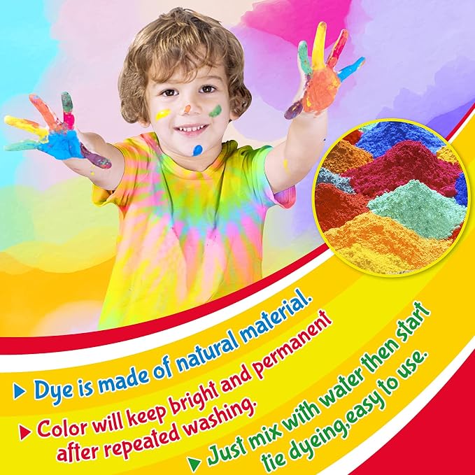 Tie Dye Kit, 35 Colours Fabric Tyedyedye Kit | Non-Toxic, - Image 5