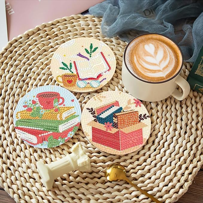 8 Pcs Book Diamond Art Coasters Kit - Image 3