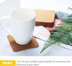 60 Pieces Self Adhesive Cork Coasters Squares/Round 4 x 4 Cork Mats Backing - Image 5