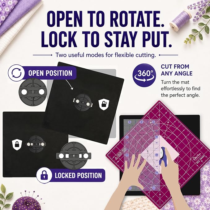 The Quilted Bear Rotating Cutting Mat 7" x 7" - Image 6