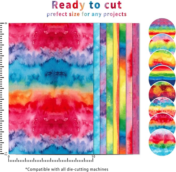 Tintnut Rainbow Watercolor Heat Transfer Vinyl, PU HTV sheets, easy cut & weed - Image 3