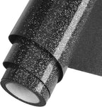 Black Glitter HTV Heat Transfer Vinyl Roll 12inch x 5 ft by WOOGLITTER
