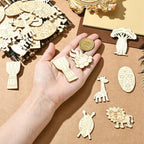100 pcs Mixed Styles Grassland Animal Theme Unfinished Wooden Cutout Charms - Image 4