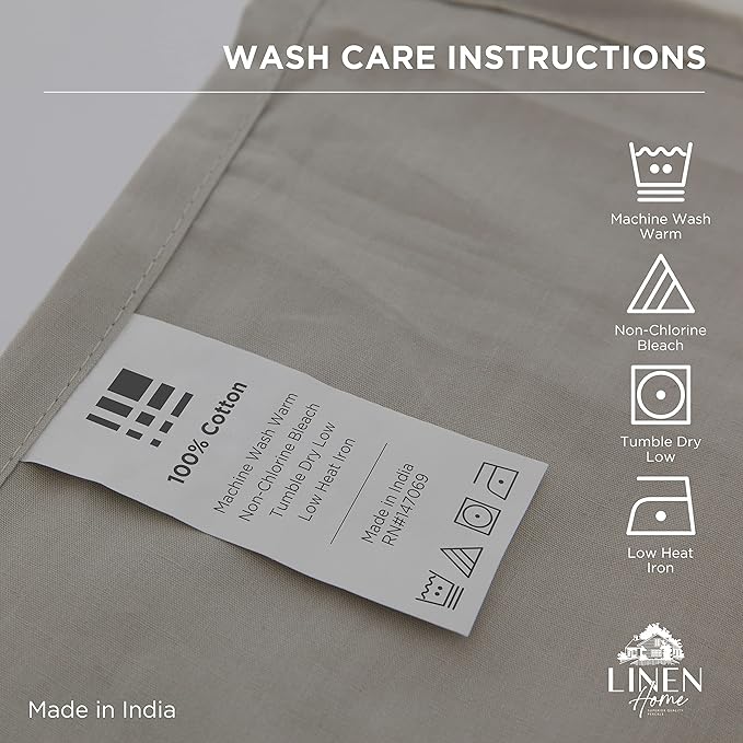 Linen Home 100% Cotton Percale Flat Sheet Only, King Size - Image 4