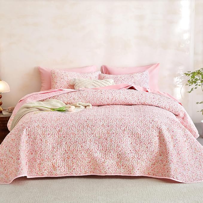 Wake In Cloud - Floral Quilt Set, Cute Vintage Flower Cottagecore Shabby Chic - Image 4