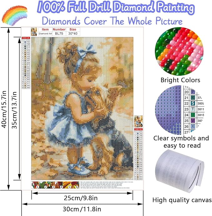 EIBEILI Diamond Art Kits for Adults, Girl and Dog Diamond Painting Kits for - Image 2
