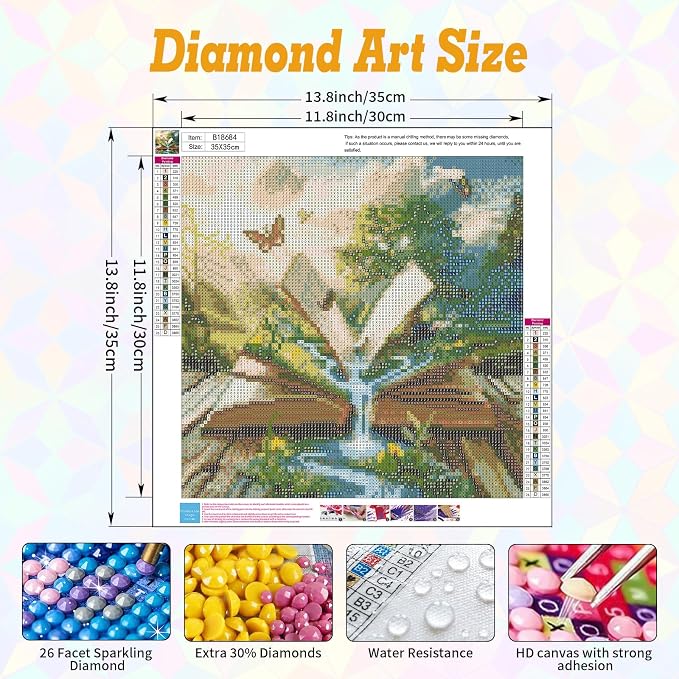 Magic Book Diamond Art Kits for Adults Beginners 14x14 in, DIY Craft Gift | - Image 3
