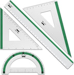 Mr. Pen- Metal Geometry Kit, 4 Pack, 45° & 30°/60° Set Squares | 6" Protractor by MrPen