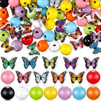 Tradder 200 Pcs Butterfly Wooden Beads by Tradder