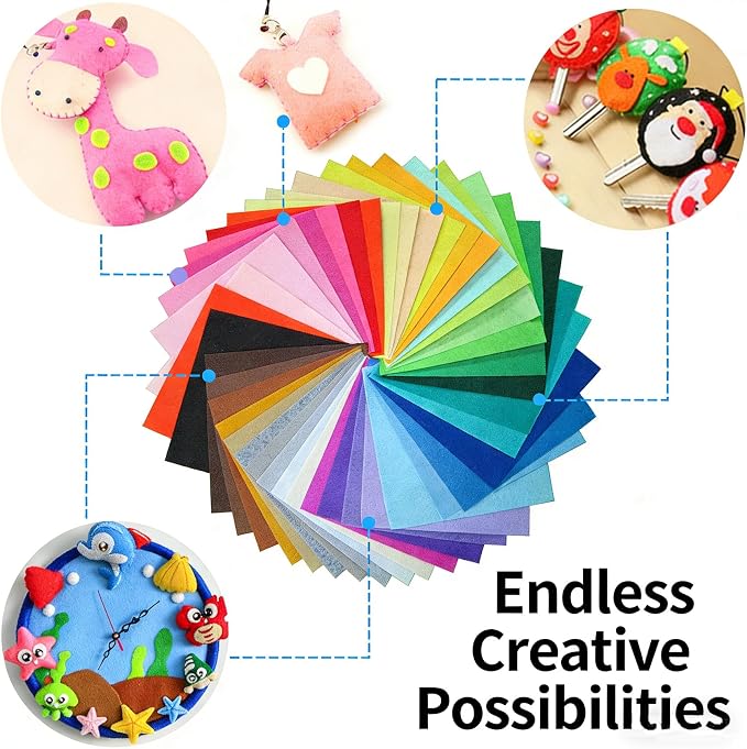 BoAn 40 Pcs Felt Sheets for Crafts 4"x 4", Soft Felt Fabric Squares in Rich - Image 3