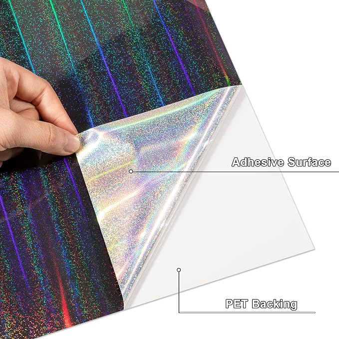 VINYL FROG Holographic Adhesive Vinyl Roll 12" x5ft Glitter Grey Permanent - Image 2