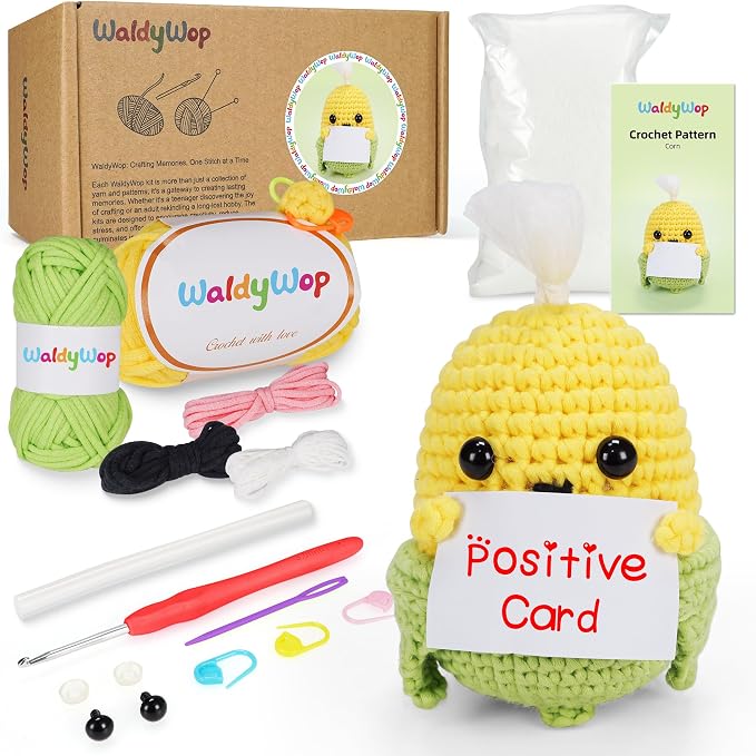 WaldyWop Wobbles Crochet Kit for Beginners: Ideal Gifts for Women w/Positive by WaldyWop