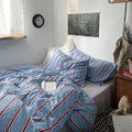 mixinni Vintage Striped Blue Duvet Cover King by mixinni