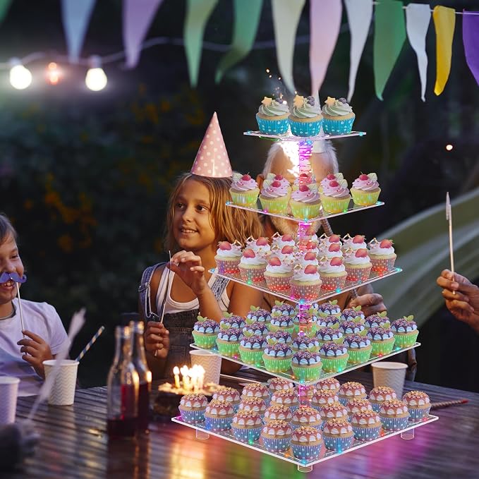 YestBuy Cupcake Stand – 5 Tier Premium Cupcake Holder – Acrylic Cupcake Tower - Image 2