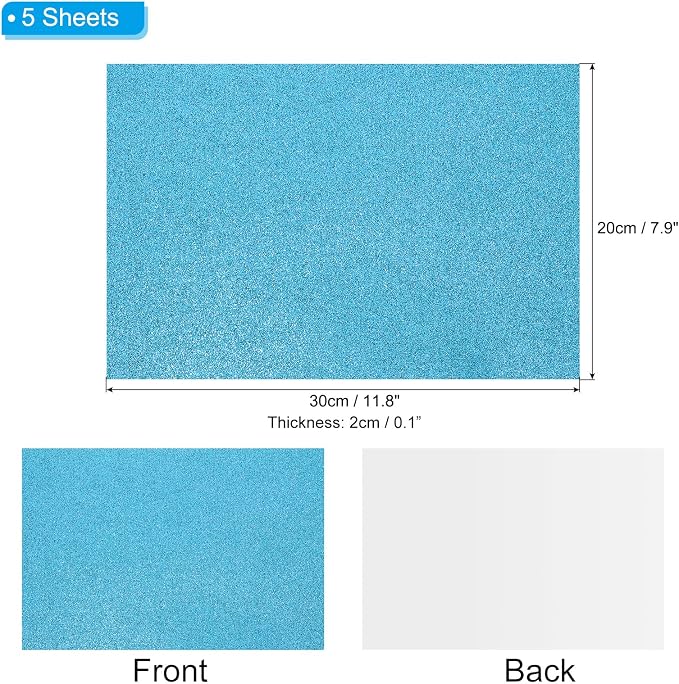 PATIKIL Light Blue Shiny EVA Glitter Foam Sheet 11.8 x 7.9 Inch 2mm Thick - Image 2