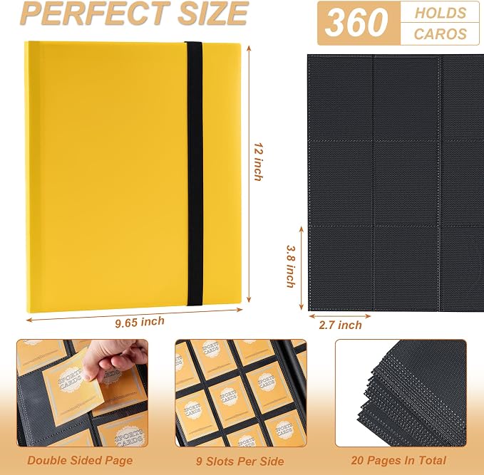 Card Binder 9 Pocket Storage 360 Card Binder, Trading Card Binder Senior and - Image 2