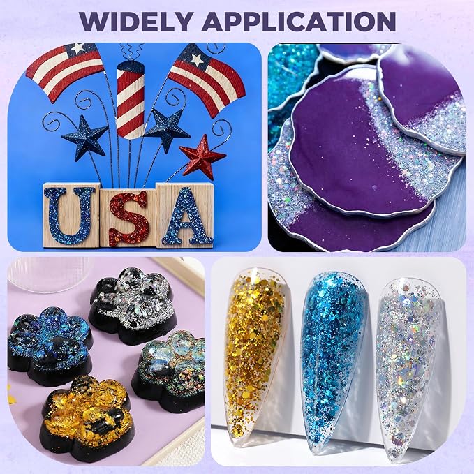 Renfio Holographic Glitter, 9.7oz/275g Laser Black Chunky Glitter - Image 7