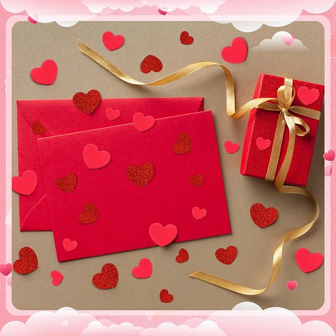 600Pcs Foam Heart Stickers Valentine's Day Glitter Love Sticker | 3 Sizes - Image 4