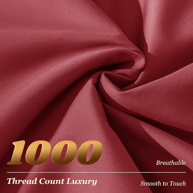 LBRO2M 1000 Thread Count 100% Egyptian Cotton Sheets Set Full Size, 4 Piece - Image 3