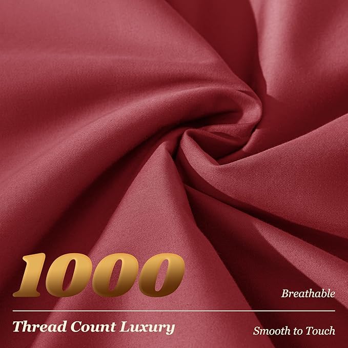LBRO2M 100% Cotton Sheets Set Deep Pocket 19", 1000 Thread Count Full Size 4 - Image 4