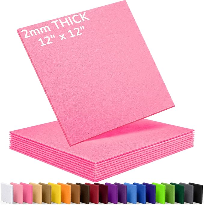 2mm Stiff Felt Sheets 12" X 12" | Thick Polyester Felt Material, DIY Craft by Luceinvita