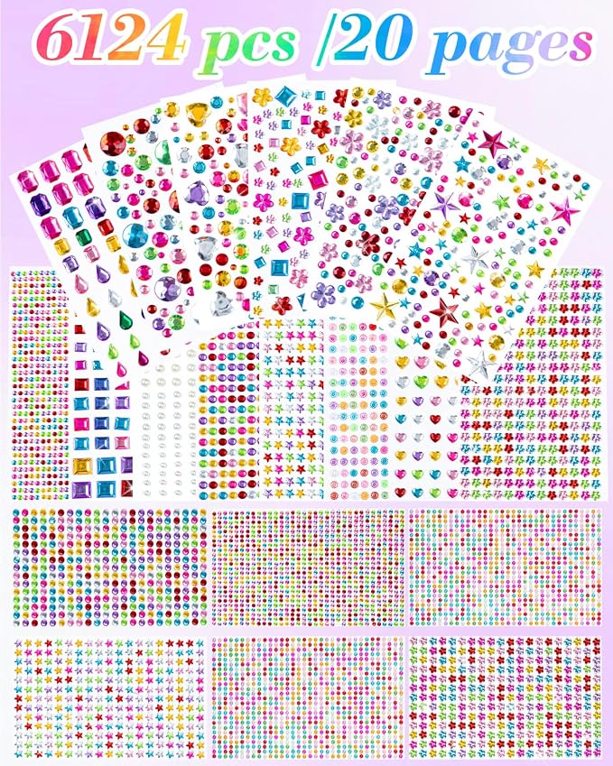 6124Pcs Gem Stickers-Self-Adhesive Face Jewelry Stickers, Acrylic Gems DIY - Image 3