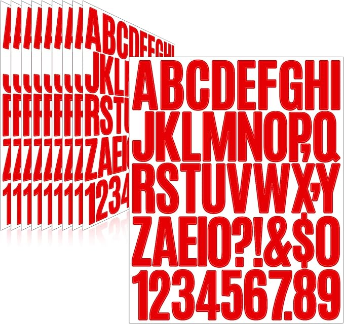 Letter Stickers, Mailbox Numbers, 2 Inch Waterproof Vinyl Alphabet | 2 Inch Red by Llewyn