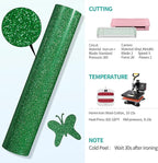 VINYL FROG Green Glitter Heat Transfer Vinyl Roll 12" x5ft Green Iron on Vinyl - Image 7