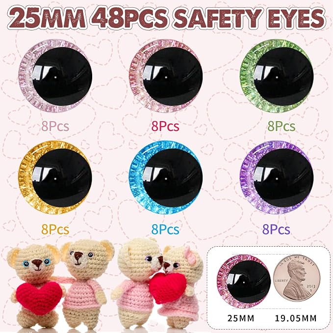 MUCUNNIA 96pcs 25mm 3D Glitter Safety Eyes - Image 2