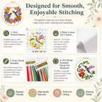 Zhenqing Cross Stitch Kit for Beginners 4 Pack Bird Floral Embroidery Kit 11CT - Image 6