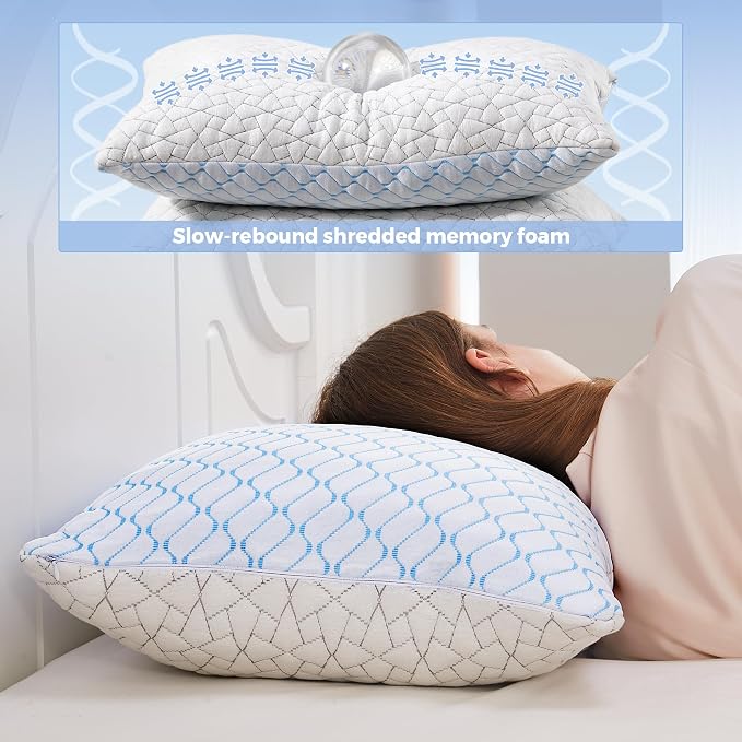 puredown® Pillows Standard Size Set of 2, Shredded Memory Foam Pillows - Image 5