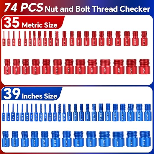 Thread Checker, 39 Inches & 35 Metric Rustproof Bolt Size Finder, Screw - Image 3