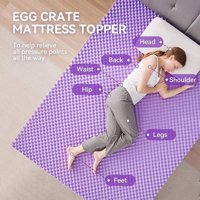 SINWEEK 3 Inch Egg Crate Memory Foam Mattress Topper Full Size, Soft Mattress - Image 2