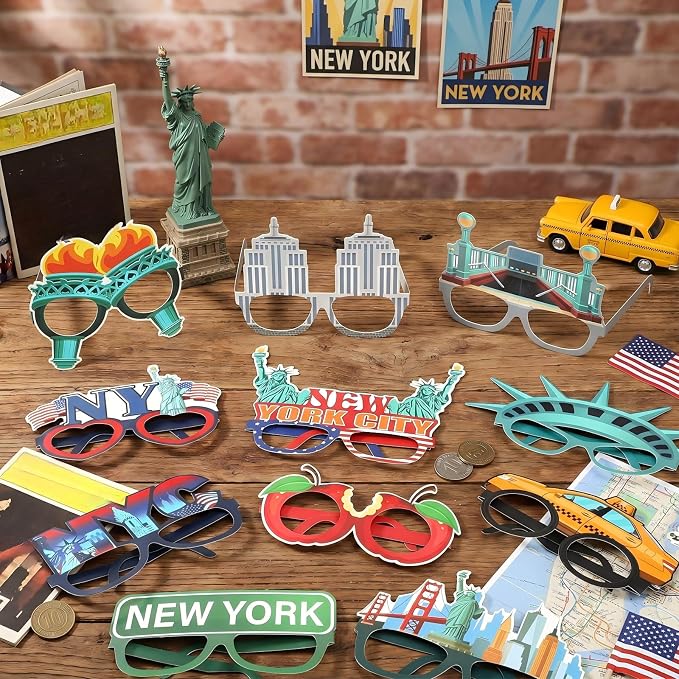 Pajean 36 Pcs New York Party Decorations Eyeglasses Themed Paper Glasses New - Image 4