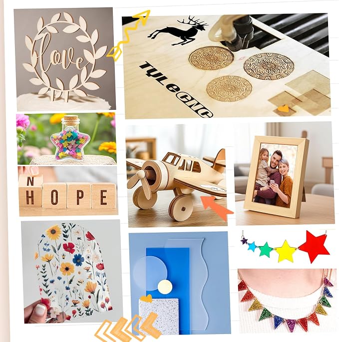 Adrattnay Laser Material Explore Kit, 46 Kinds Blanks Includes Basswood - Image 3