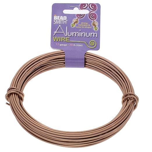 The Beadsmith Anodized Aluminum Wire – 12 Gauge – 39 feet – Light Copper Color by TheBeadsmith