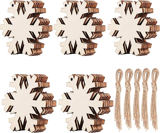 Unfinished Wooden Christmas Ornaments-Tmflexe 50-Pack Paintable Blank Xmas Tree by Tmflexe