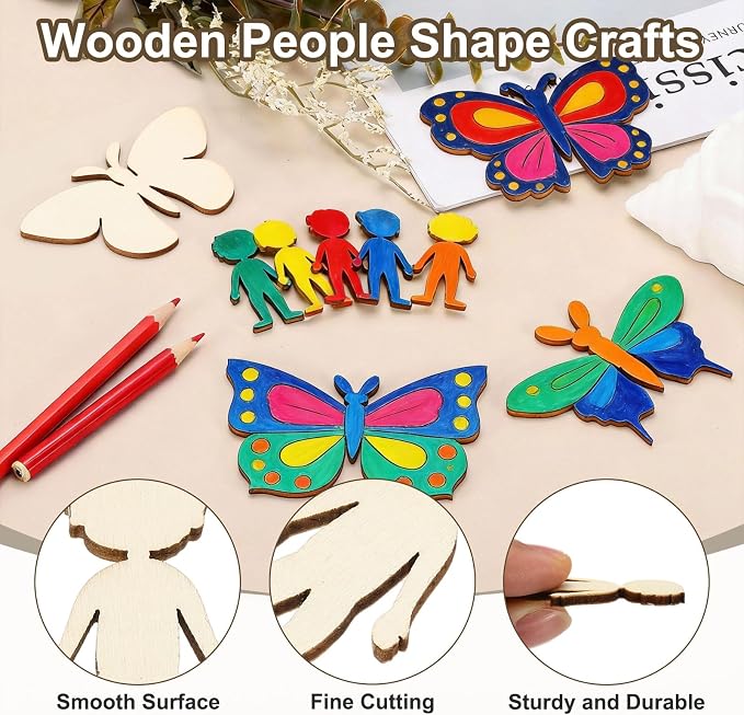 MECCANIXITY 50 Pcs Unfinished Wooden Person Cutouts 1.89 Inch People Figure - Image 3