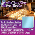 10 Pcs 12 x 12 x 0.04 Inch Acrylic Two Way Mirror Sheets | Through Mirror Glass - Image 2