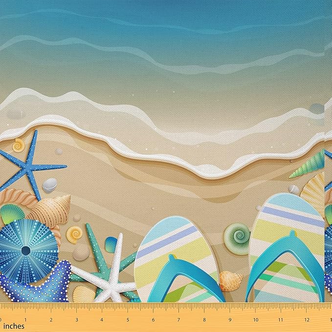 Summer Hawaii Seaside Soft Flannel Polyester No Stretch, Beach Shells Theme by CastleFairy